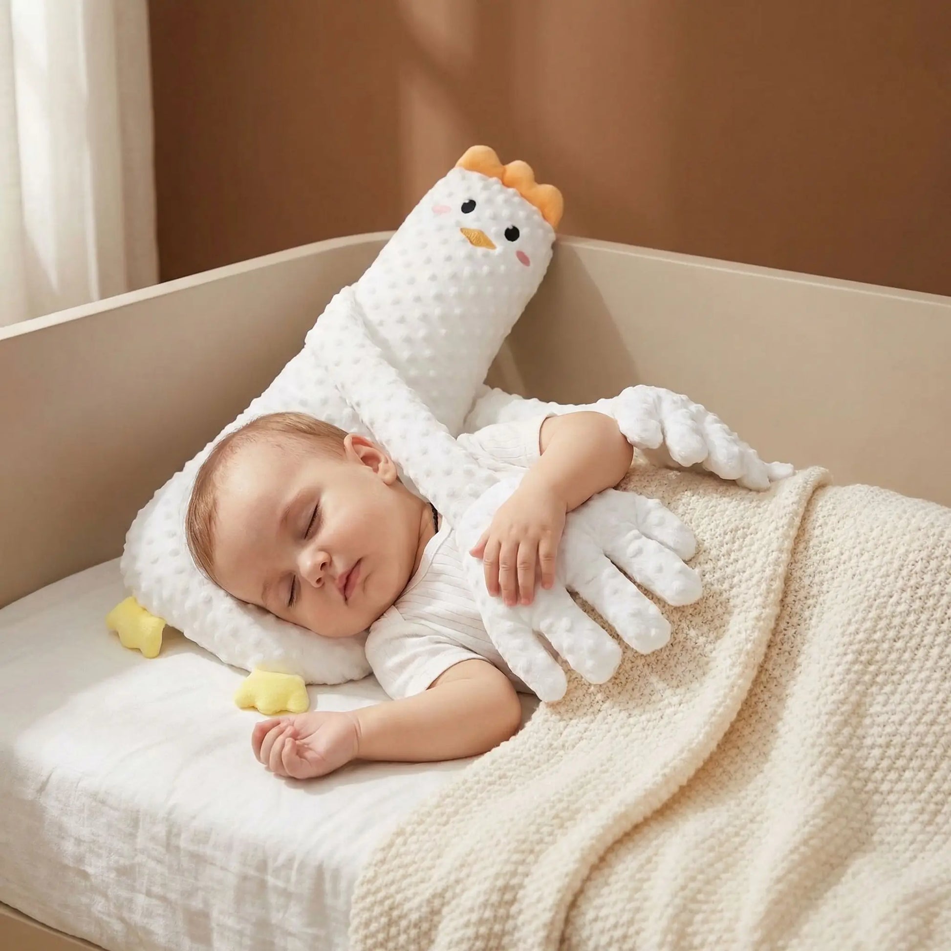 doudou canard qui tapote bébé dort oreiller doux