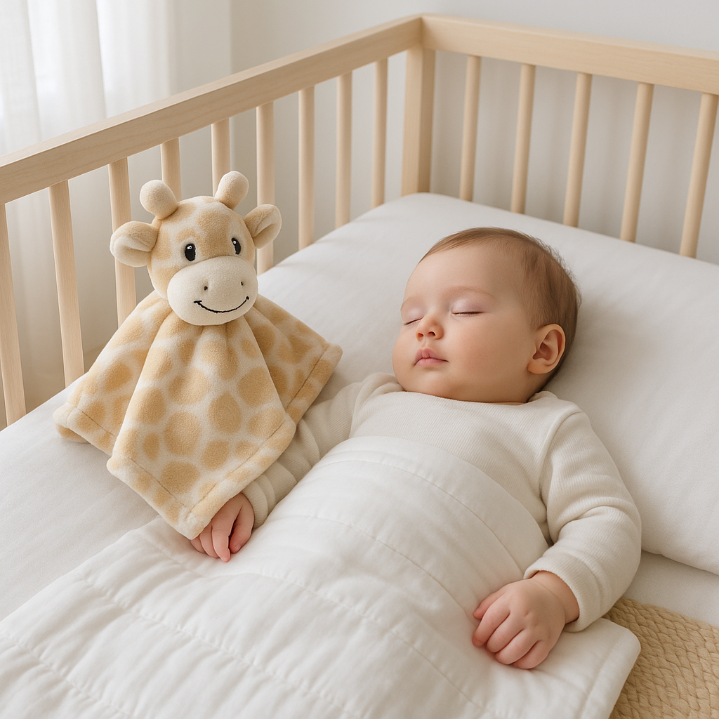 doudou-girafe-flanelle-douce-plat-bébé-dort