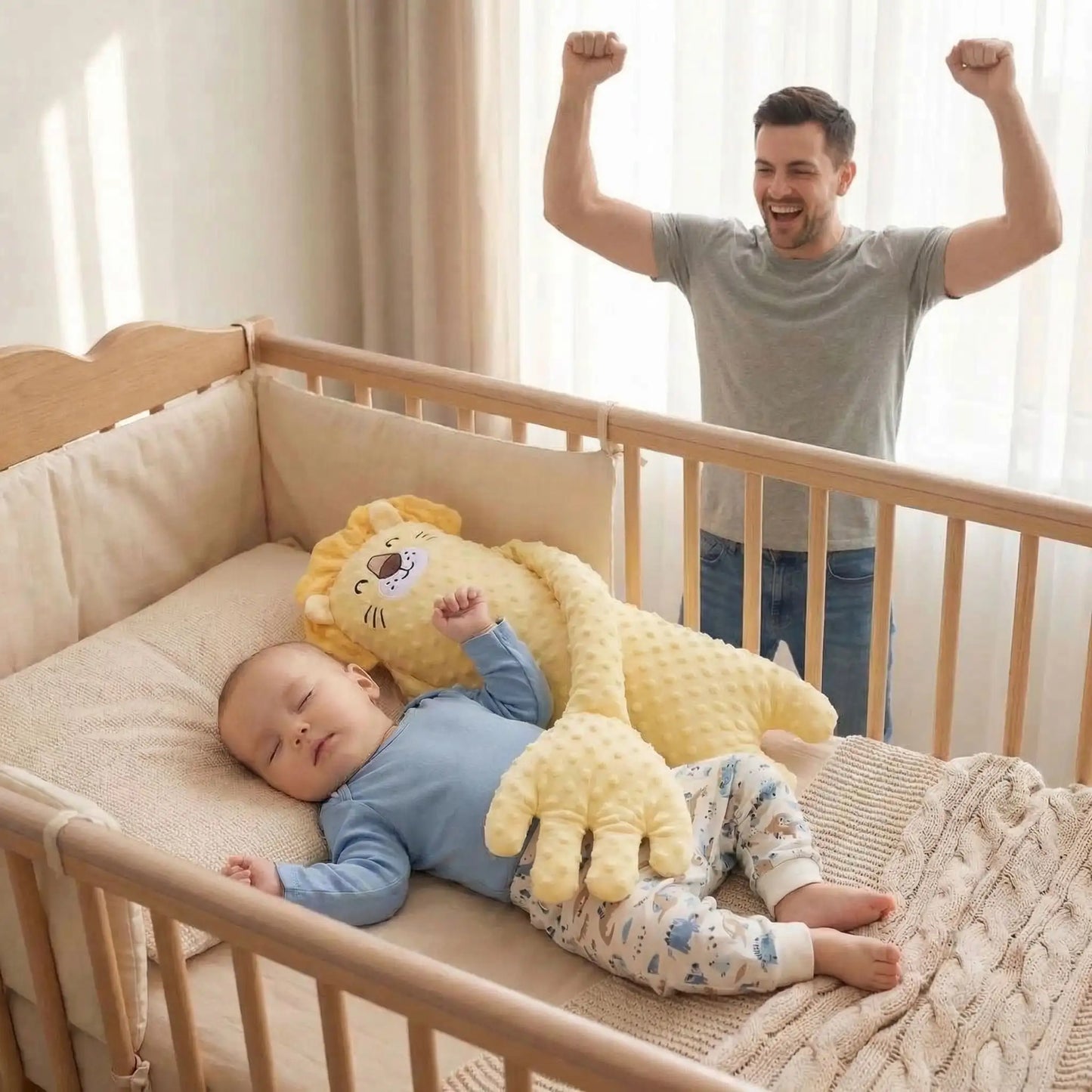 doudou instinct maternel ours bébé dort papa célèbre