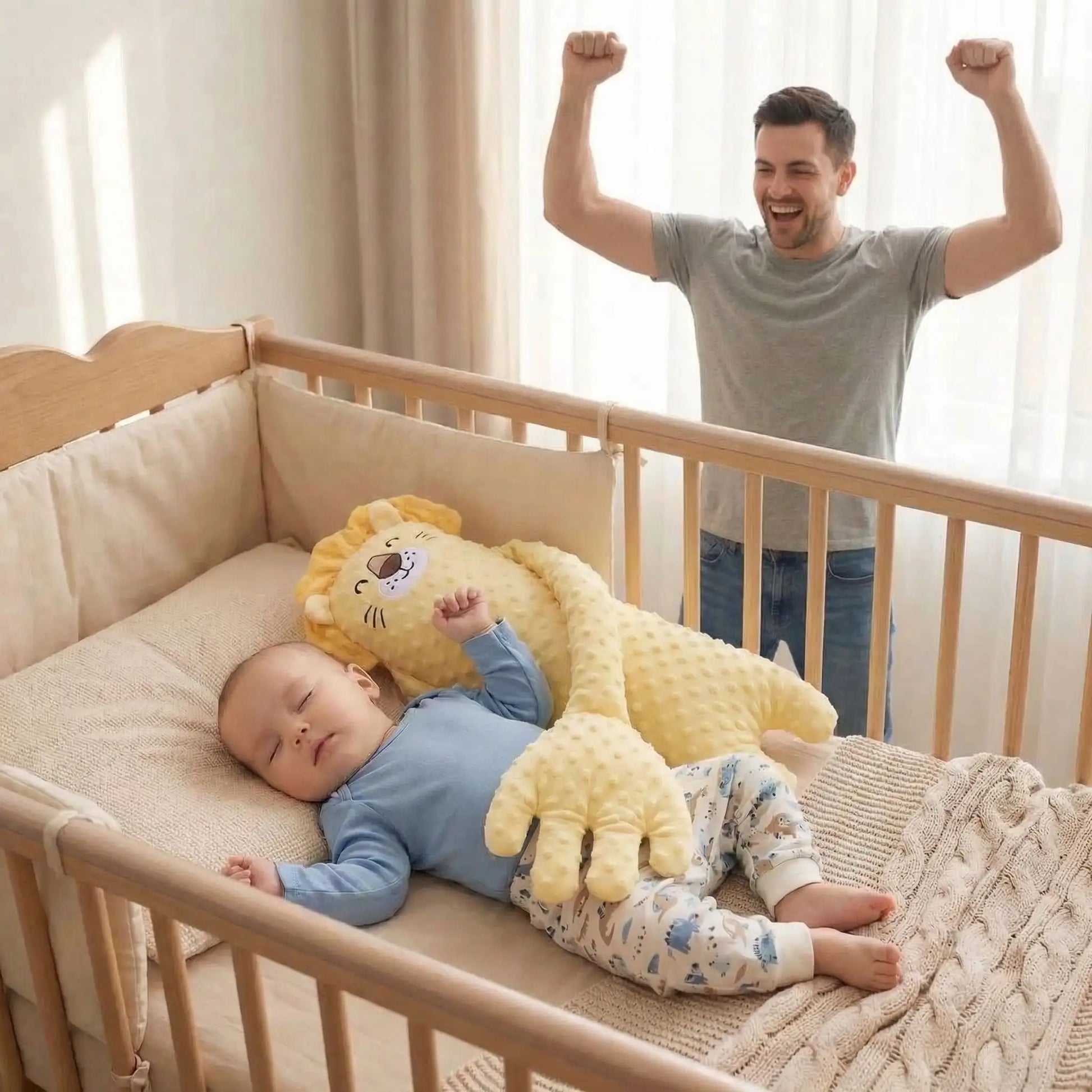 doudou instinct maternel ours bébé dort papa célèbre