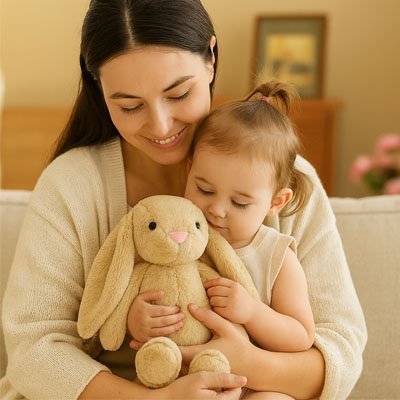 doudou lapin la tendresse bébé calme fille mère joyeuses