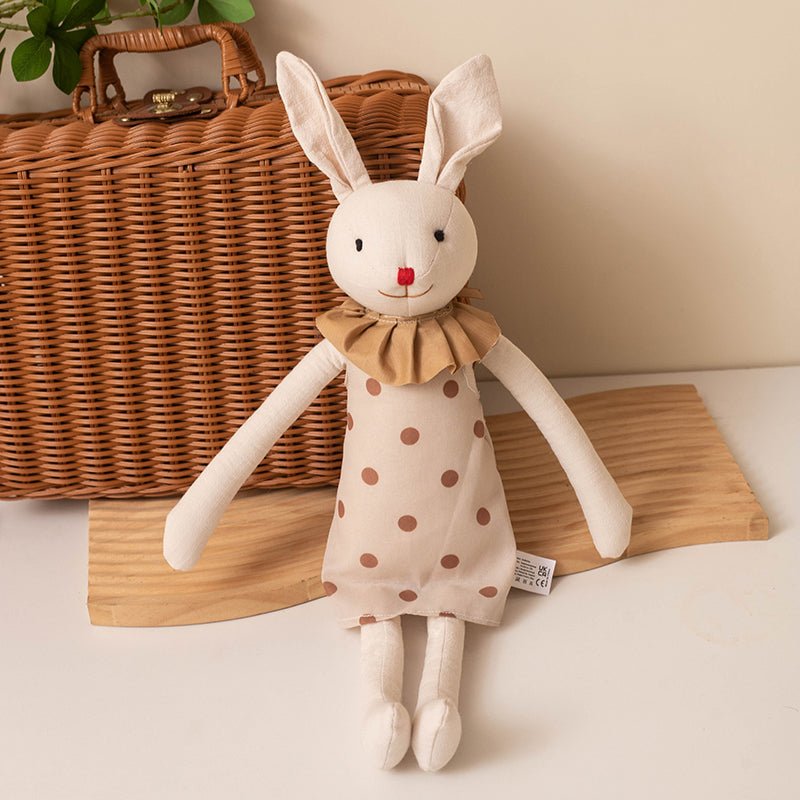 Doudou lapin lapinou artisanal coton doux fille assis