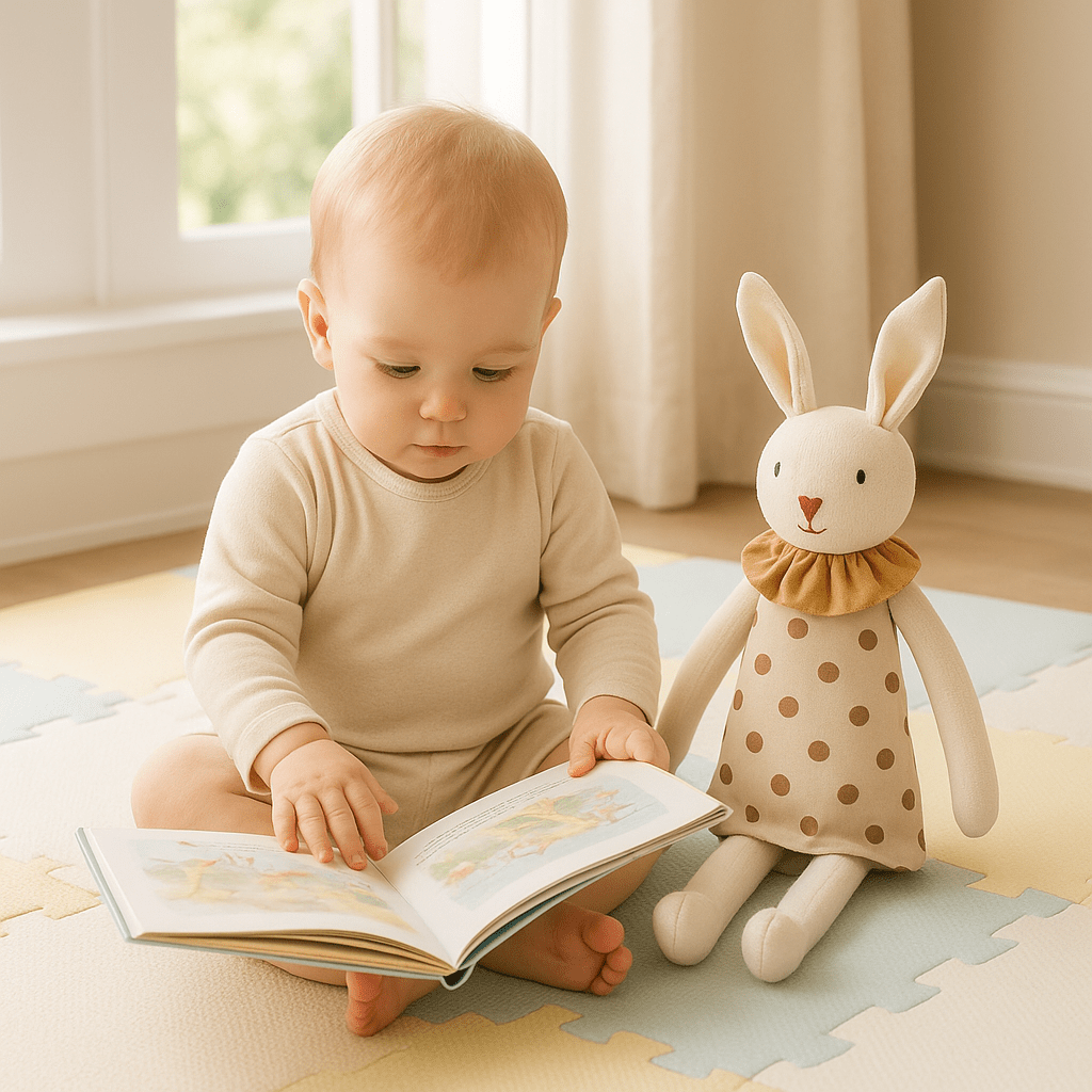 Doudou lapin lapinou artisanal coton doux fille enfant lit histoire