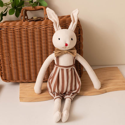Doudou lapin lapinou artisanal coton doux garçon assis