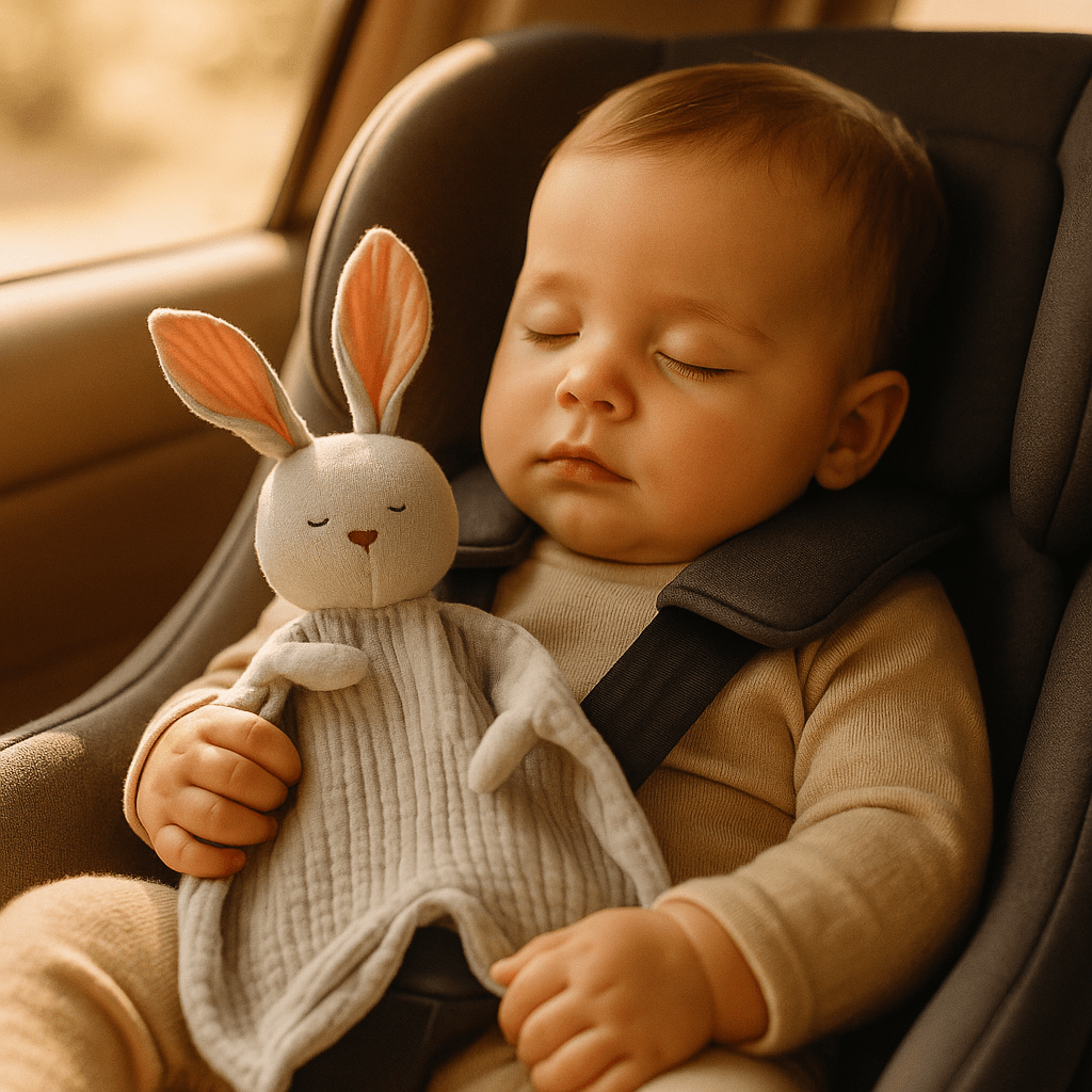doudou lapin mousseline apaisante bébé calme couleur dort siège autos