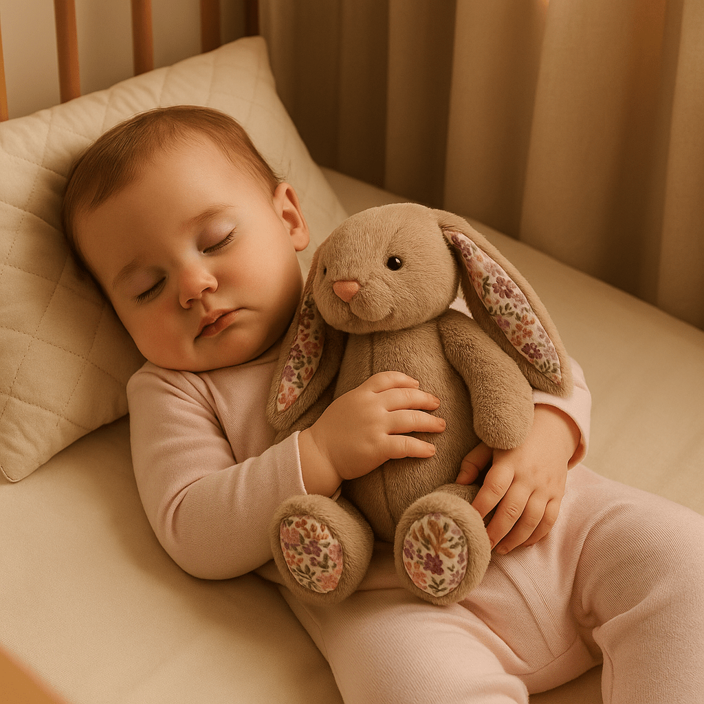 doudou lapin oreilles florales sommeil bébé coton doux bébé dort