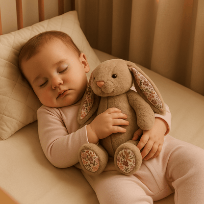 doudou lapin oreilles florales sommeil bébé coton doux bébé dort