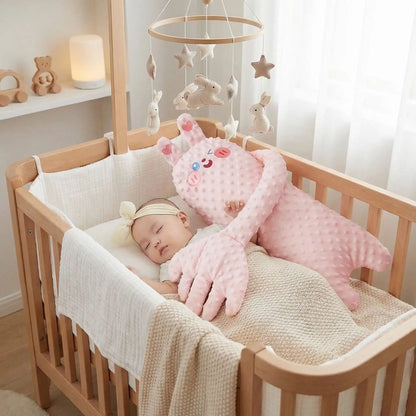 doudou lapin rose apaisant berçant bébé dort berceau