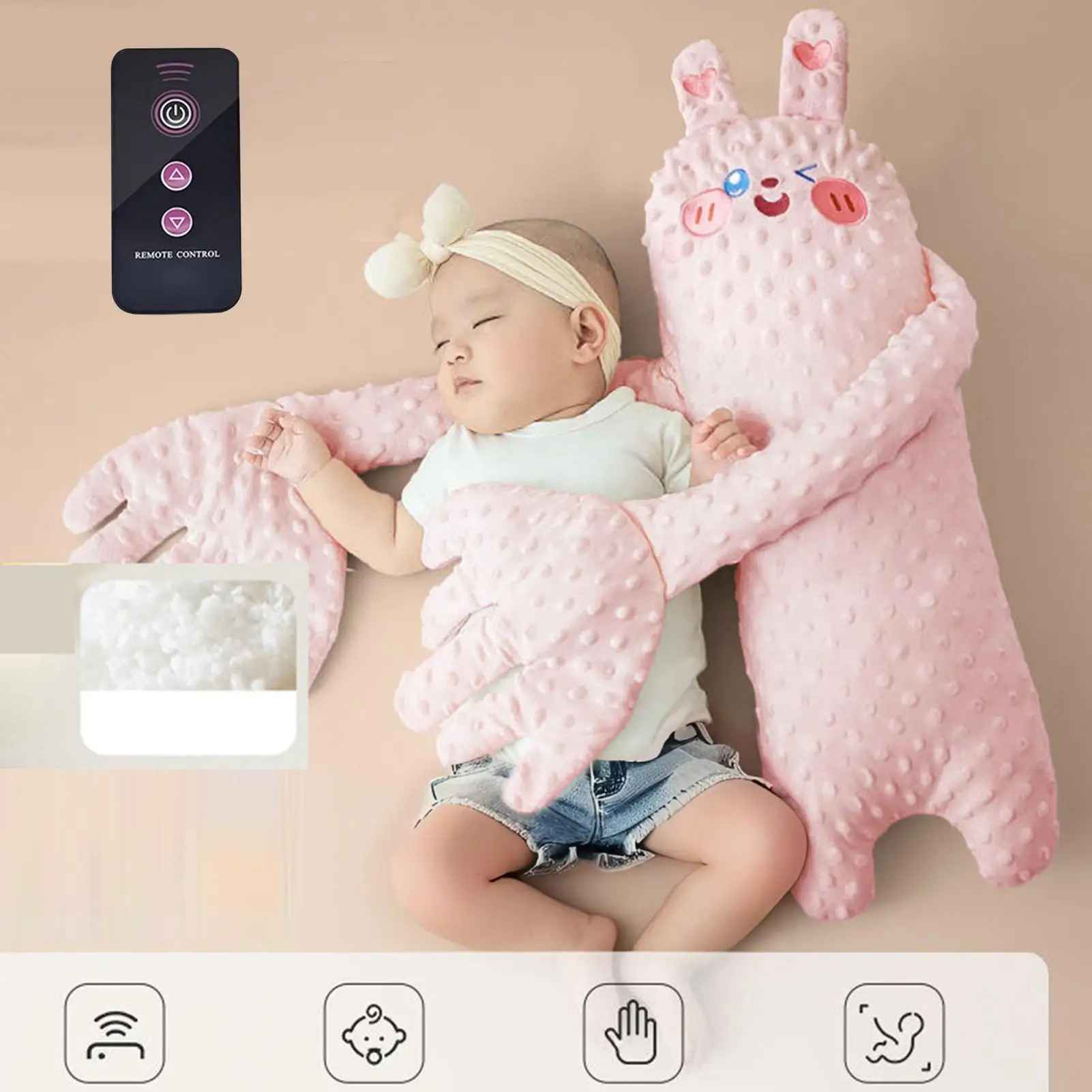 doudou lapin rose apaisant berçant bébé dort