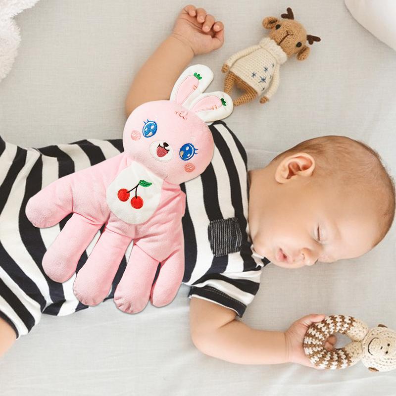 doudou lapin rose caresse maternelle  intelligente bébé dort