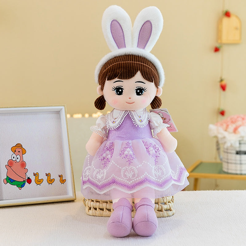 doudou lapin rose coton Ange apaisant robe violette