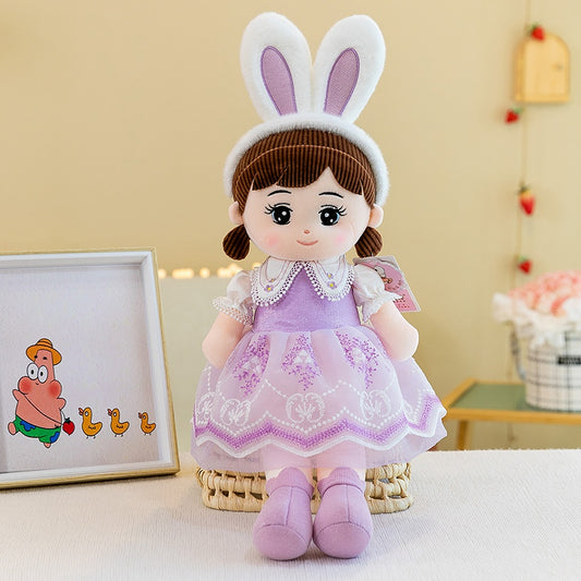 doudou lapin rose coton Ange apaisant robe violette