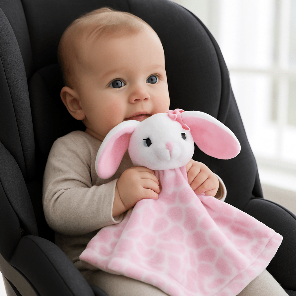 doudou lapin sommeil rose douceur nœud rose bébé siège autos
