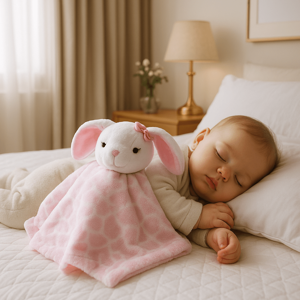 doudou lapin sommeil rose douceur nœud rose bébé dort