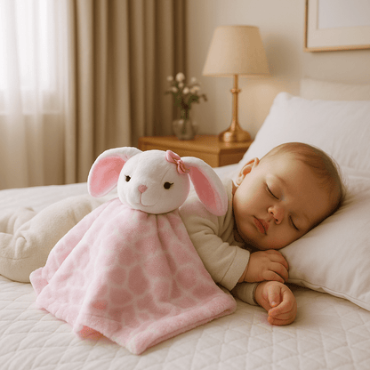 doudou lapin sommeil rose douceur nœud rose bébé dort