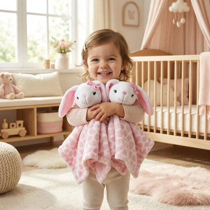 doudou lapin sommeil rose douceur nœud rose duo pratique