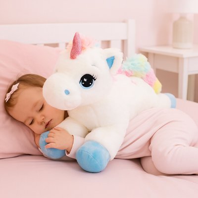 doudou licorne nuit magique calme bleu enfant dort