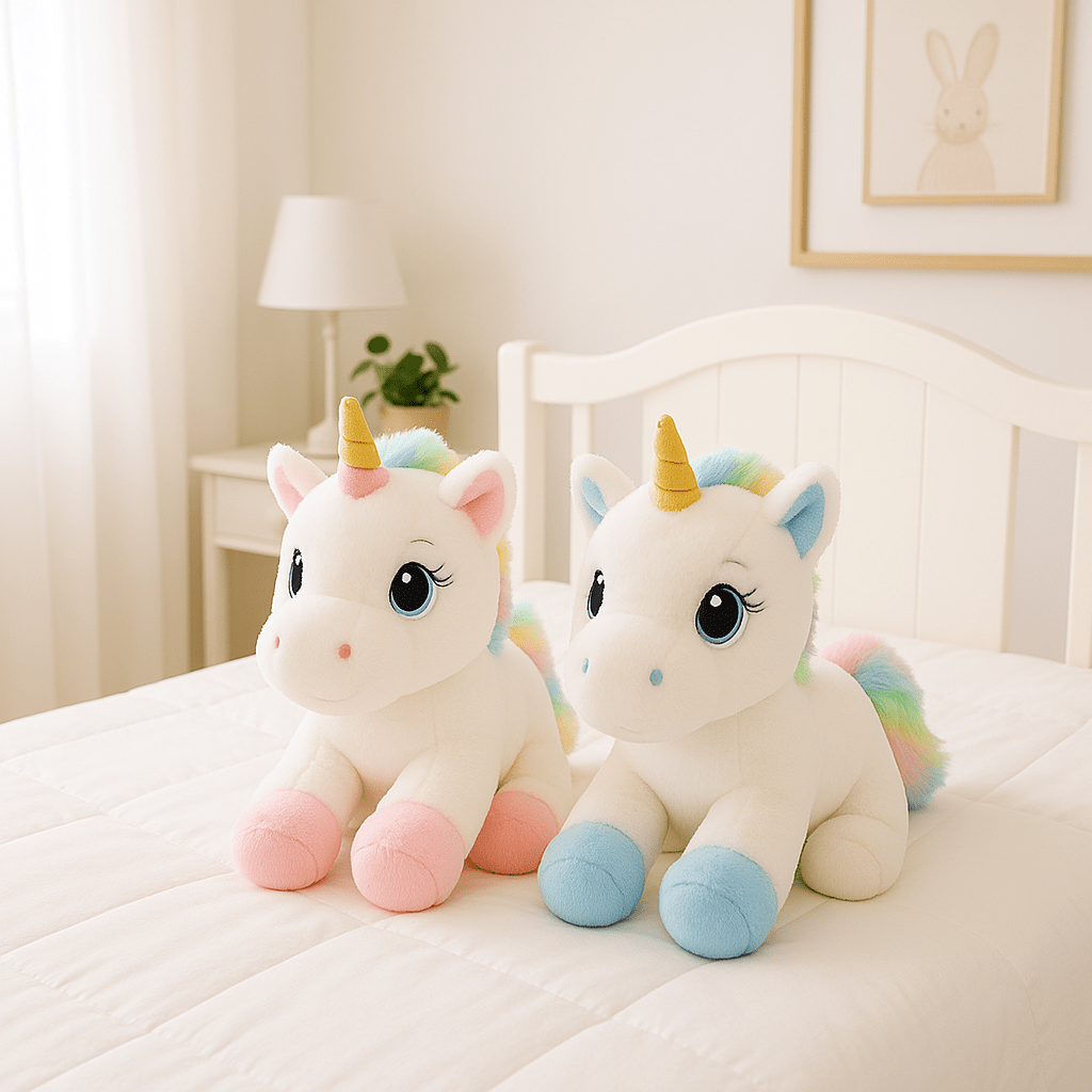 doudou licorne nuit magique calme rose bleu duo