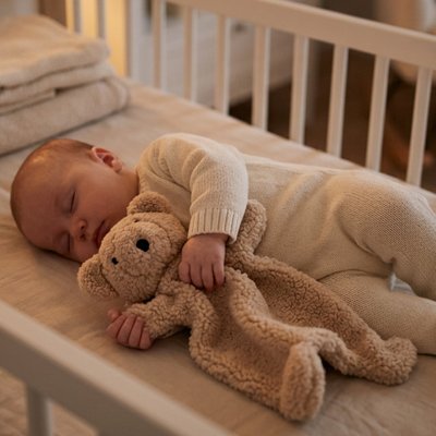 Doudou ourson tout doux beige bébé dort