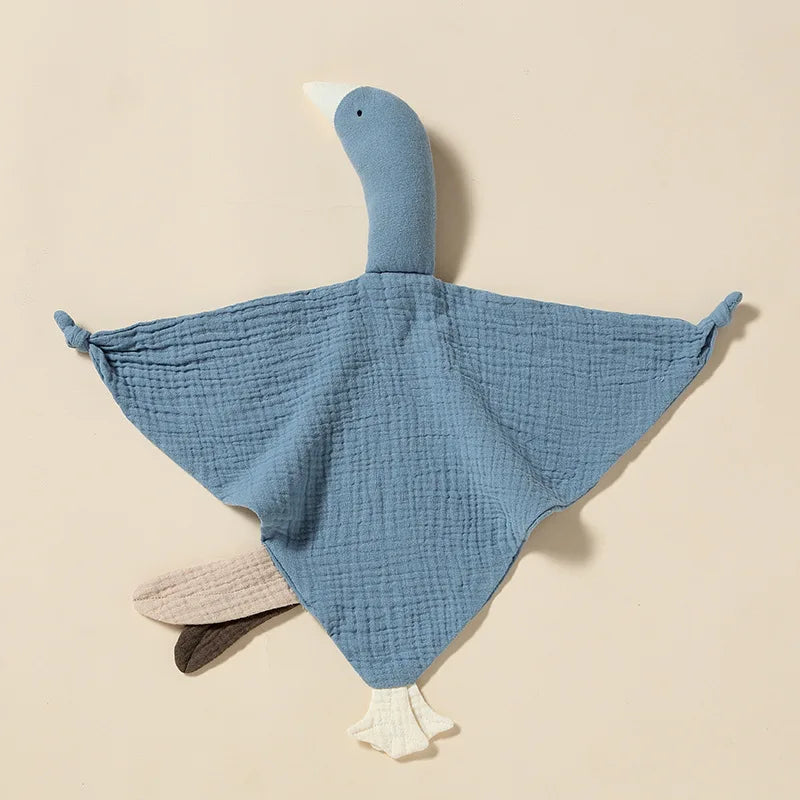doudou plat cygne coton bio bleu