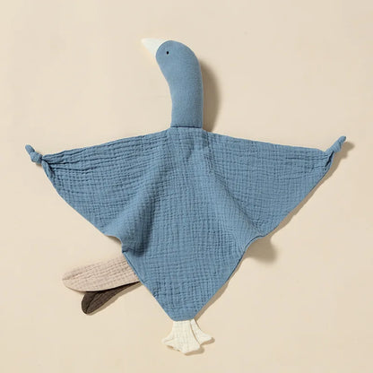 doudou plat cygne coton bio bleu