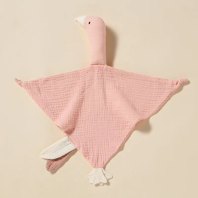 doudou plat cygne coton bio rose