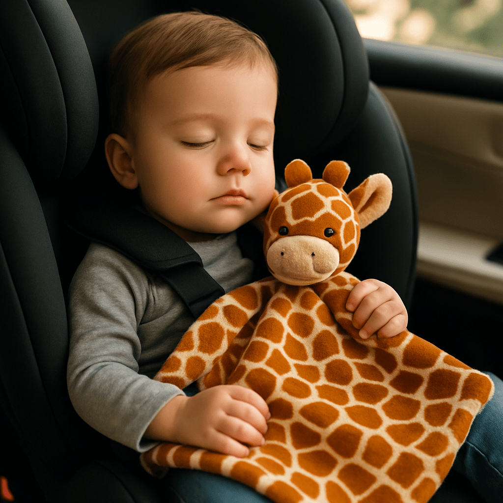 doudou plat girafe long cou bronze bébé dort dans autos