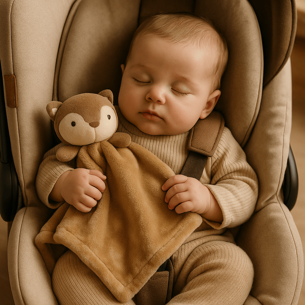 doudou plat loutre brun bébé dort siège auto