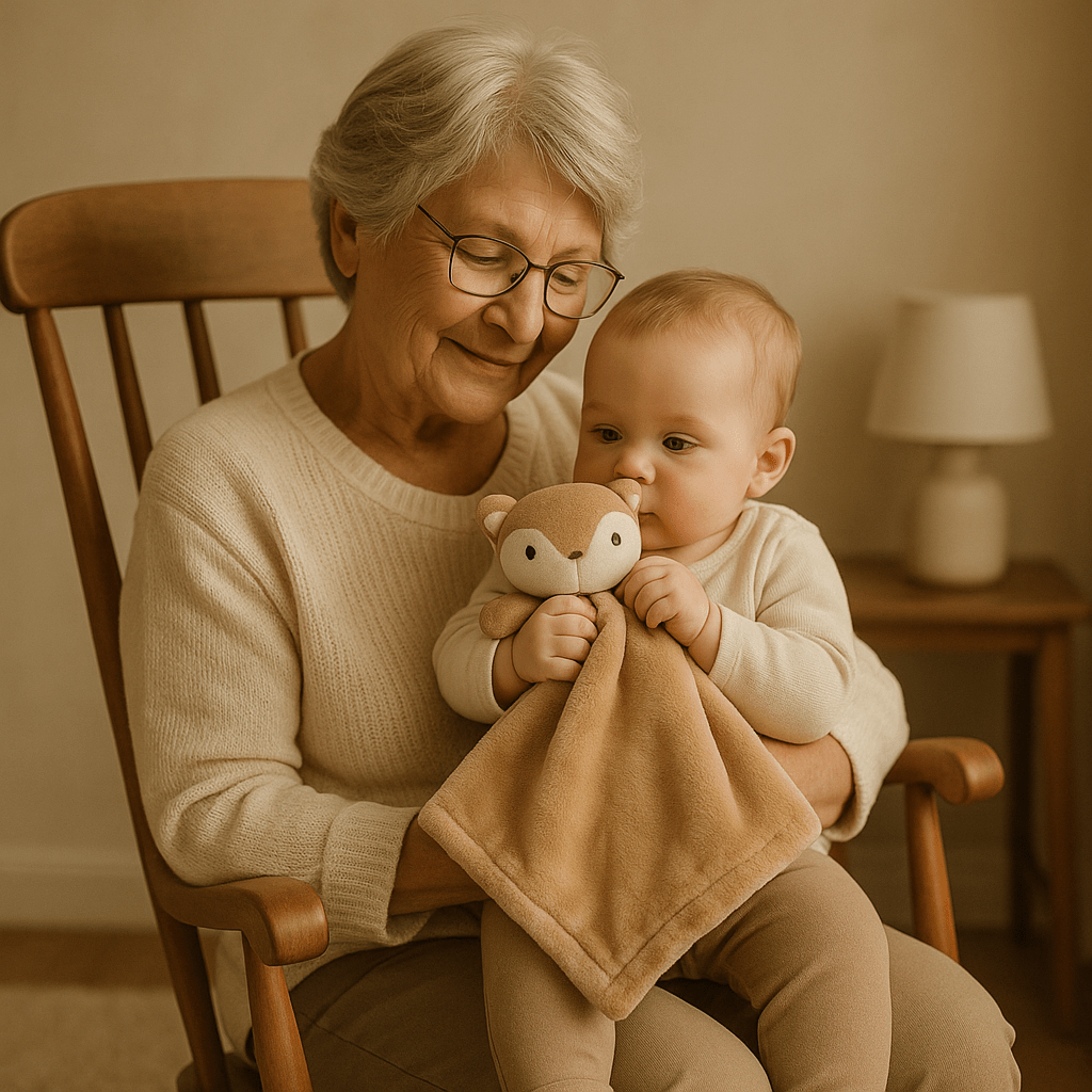 doudou plat loutre brun velours doux bébé grand-maman