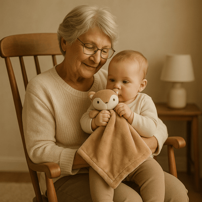 doudou plat loutre brun velours doux bébé grand-maman