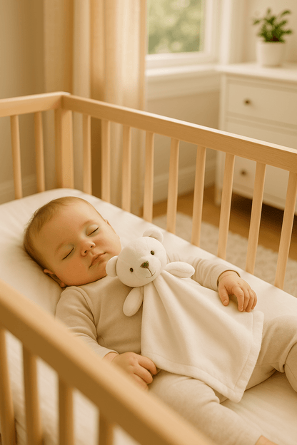 doudou plat ours blanc velours écolo bébé dort