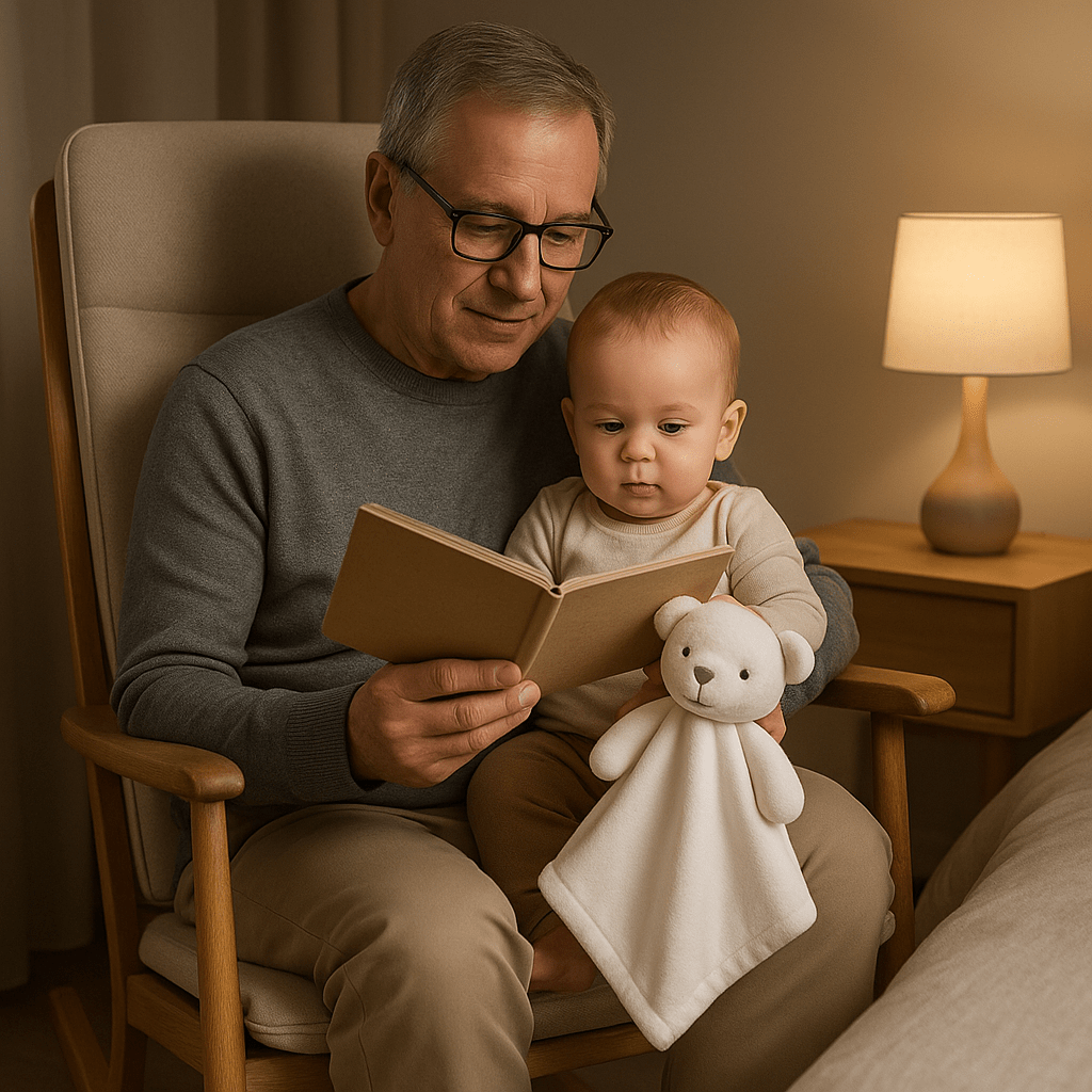 doudou plat ours blanc velours écolo papa fils histoire