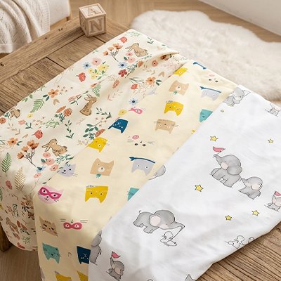 Drap housse lit bébé Doucinuit variante lapereau chaton éléphanteau