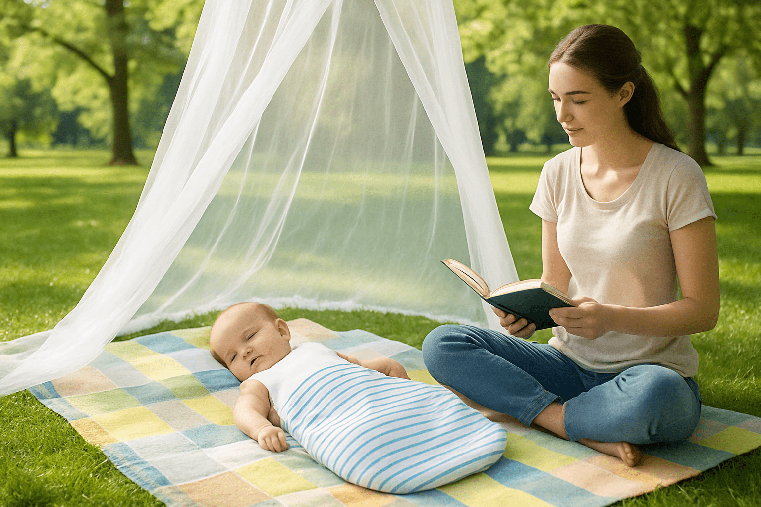 gigoteuse été anti-gigoteur bébé maman dans parc