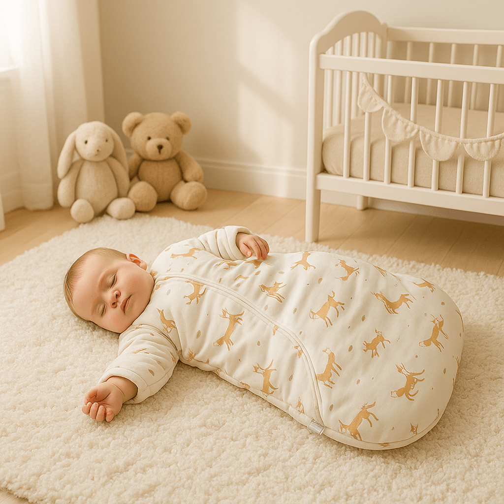 gigoteuse hiver renard bébé dort tapis