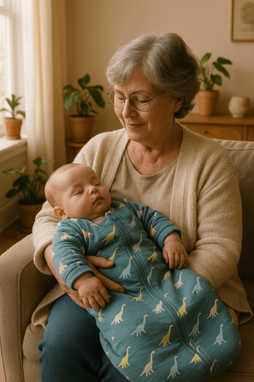 gigoteuse hiver thermorégulateur dinosaure leu bébé bras grand-maman