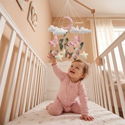 Mobile bébé éveil apaisant bon rêve bébé genou lit s'amuse