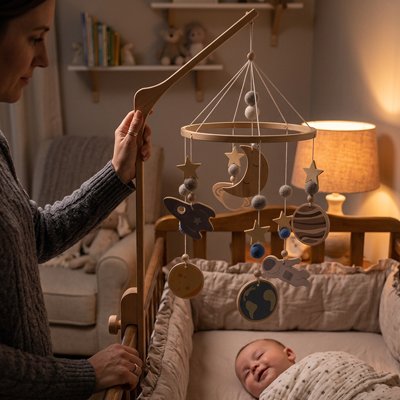 Mobile bebe mélodies douces cosmos bébé lit semi-endormi joyeux