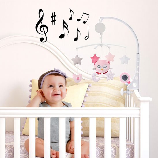 Mobile bebe musical apaisé hiboux rose bébé lit musique