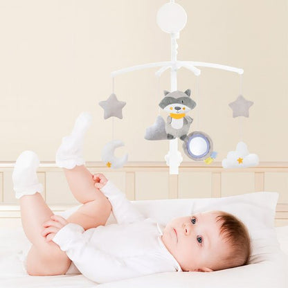 Mobile bebe musical apaisé raton laveur bébé lit
