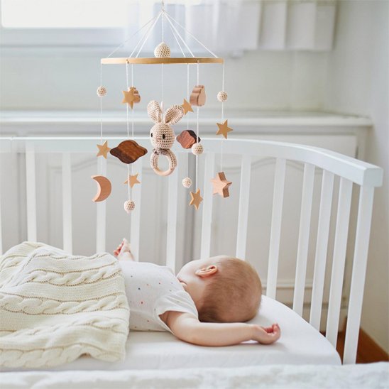 Mobile bebe musical projection apaisant bébé dort paisiblement