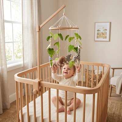 Mobile pour bébé mélodies apaisantes safari bébé assis lit amuse