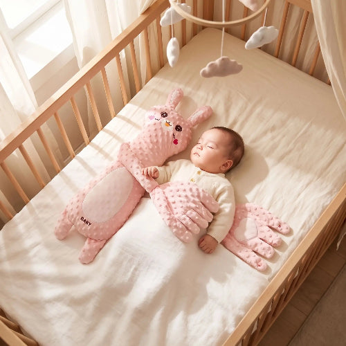 Peluche qui tapote bébé lapin rose apaisante bébé dort berceau