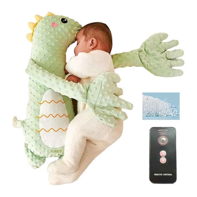 peluche tapote bébé dino anti colique bébé dort télécommande
