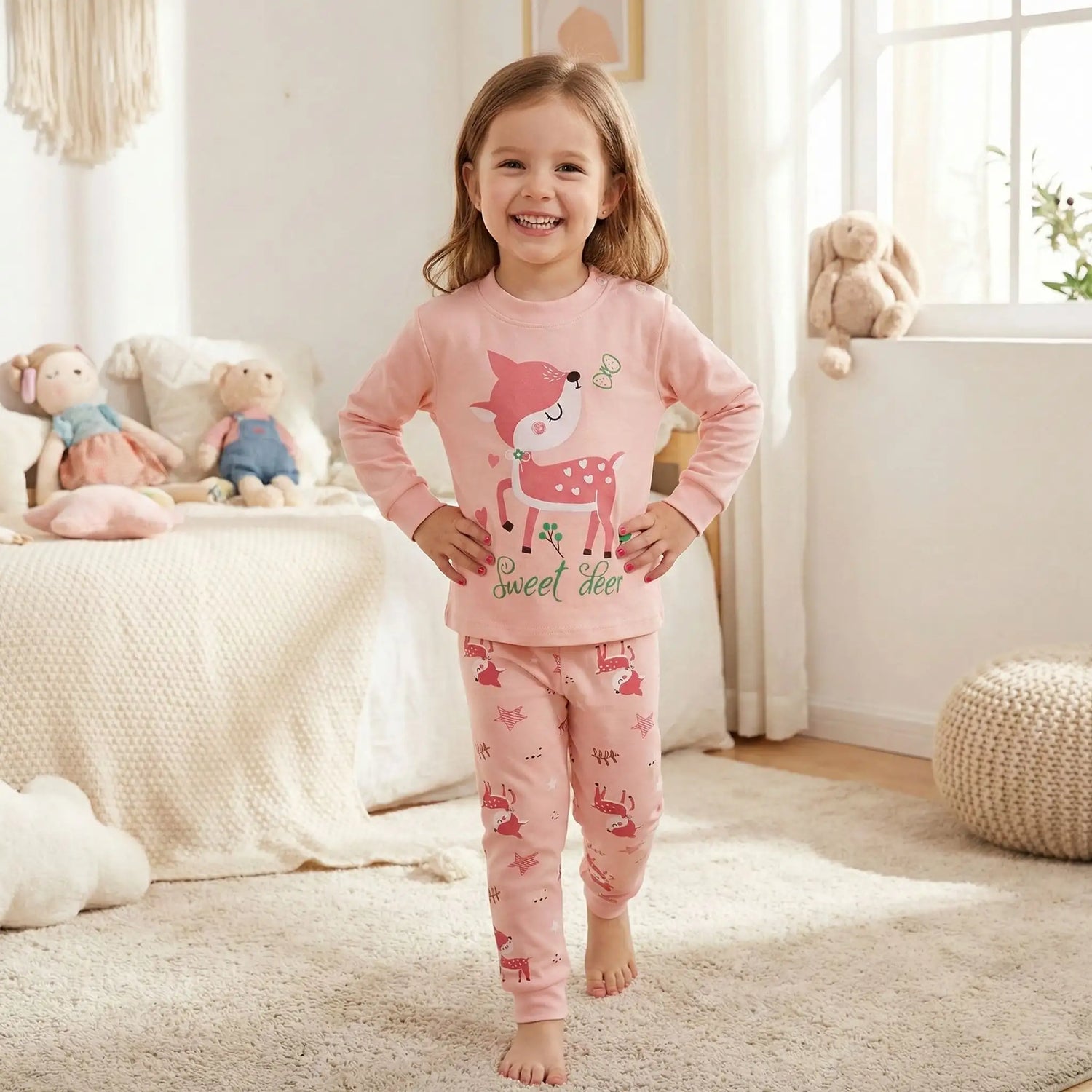 pyjama bébé renard douceur nocturne rose fillette marche élégante