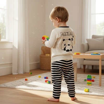 Pyjama bébé coton bio doux Panda enfant debout