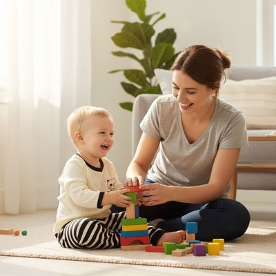 Pyjama bébé coton bio doux Panda mère fils jouent