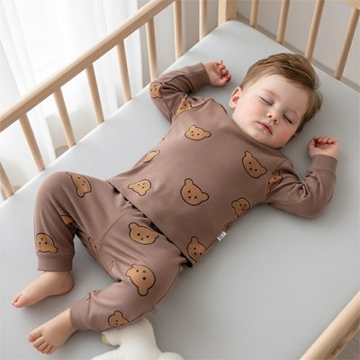 PYJAMA BEBE COTON BIO ULTRA-OUX OURS BRUN BEBE DORT