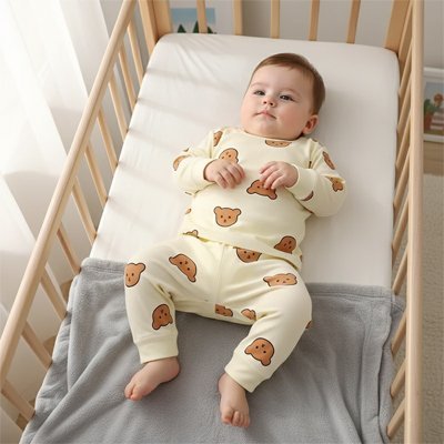 PYJAMA BEBE COTON BIO ULTR-DOUX BEIGE BEBE COUCHE 