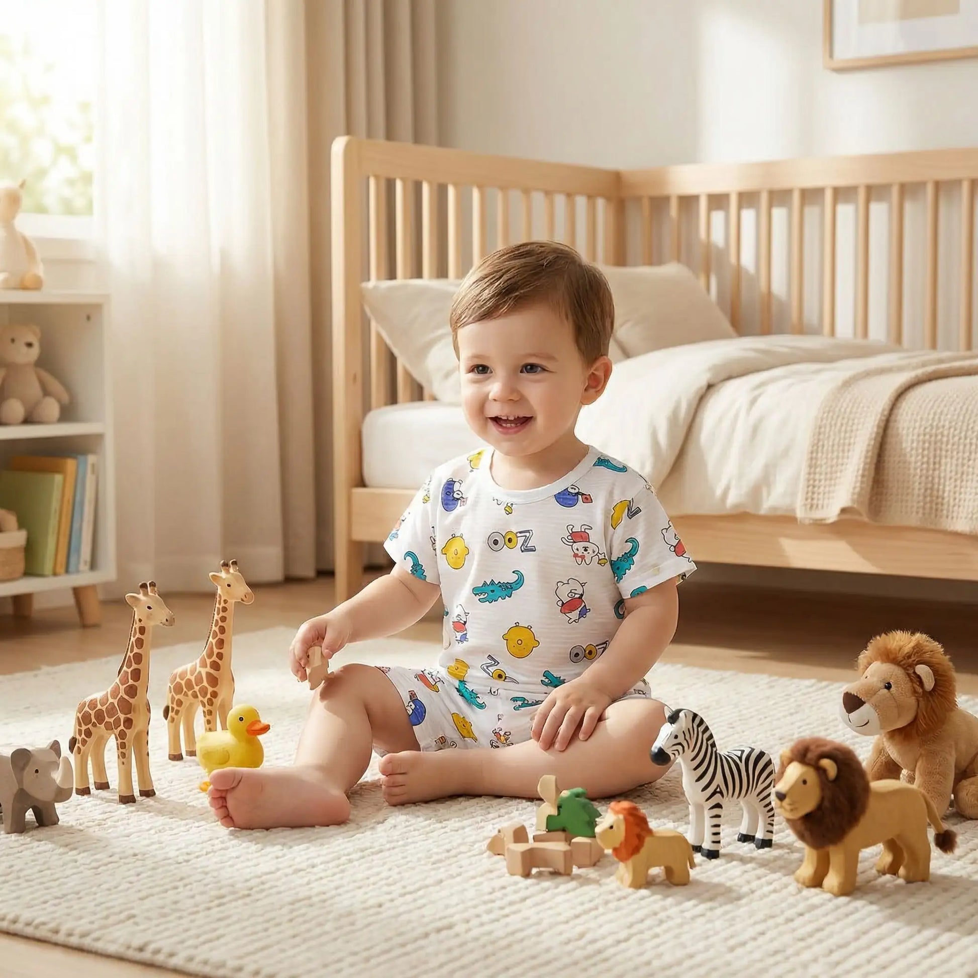 pyjama bébé deux pièces été zoo garçon joyeux